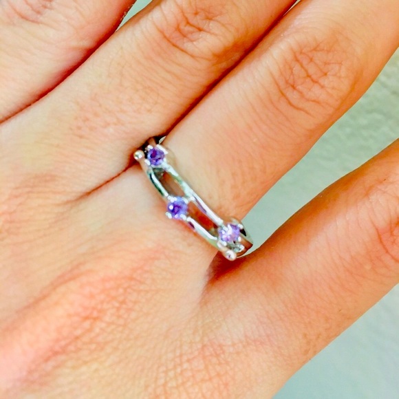 Amethyst Trio Ring Size 9 - Picture 2 of 7